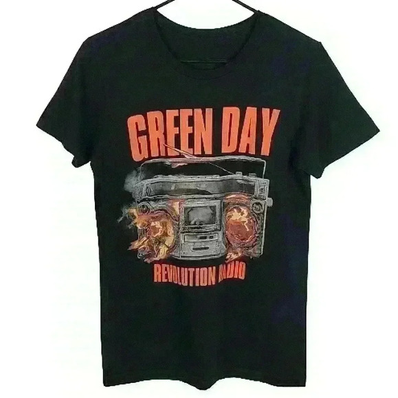 Tops - Green Day Revolution Road Graphic Band Tee Short Sleeve Black Orange Sz M Unisex